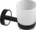 Pahar din sticla cu suport INOX Colectia Optimo Black