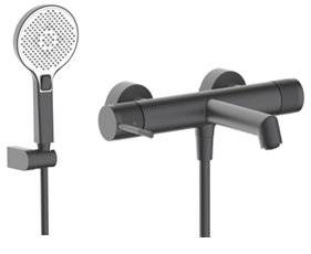 Baterie cada-duș GEHLER TIORA Gun Metal, cu set de duș inclus