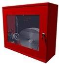 Cutie hidrant MRN EC C52 (2") - 500x500x150 ROSIE usa cu sticla, sistem complet-furtun plat, fara tambur