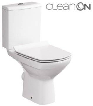 Set WC compact 482 Carina New CLEAN ON 010 evacuare orizontala + rezervor alimentare 3/5 litri + capac soft-close, easy-off, duroplast